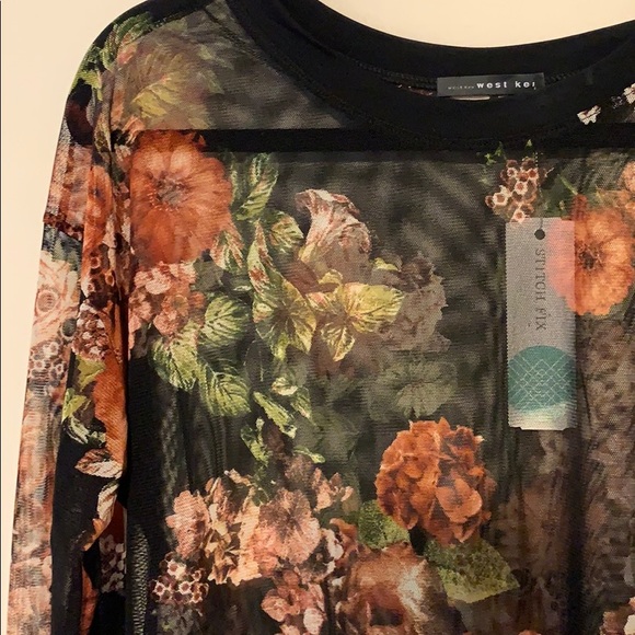 NEVER WORN floral mesh long sleeve - Picture 3 of 4